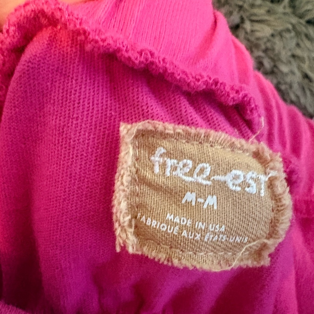 Free People Bright Pink Ribbed Tank